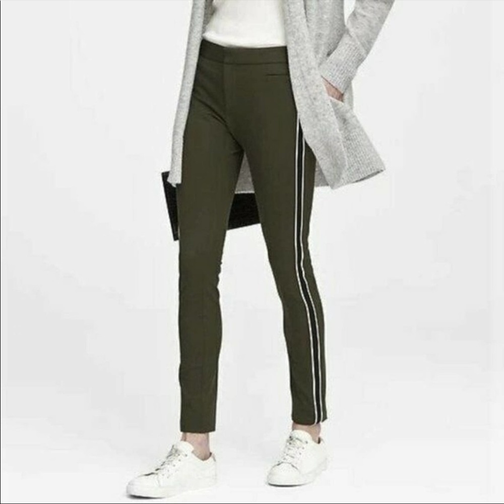 Banana Republic Sloan Olive Green Tuxedo Stripe Pants Ankle size 2
